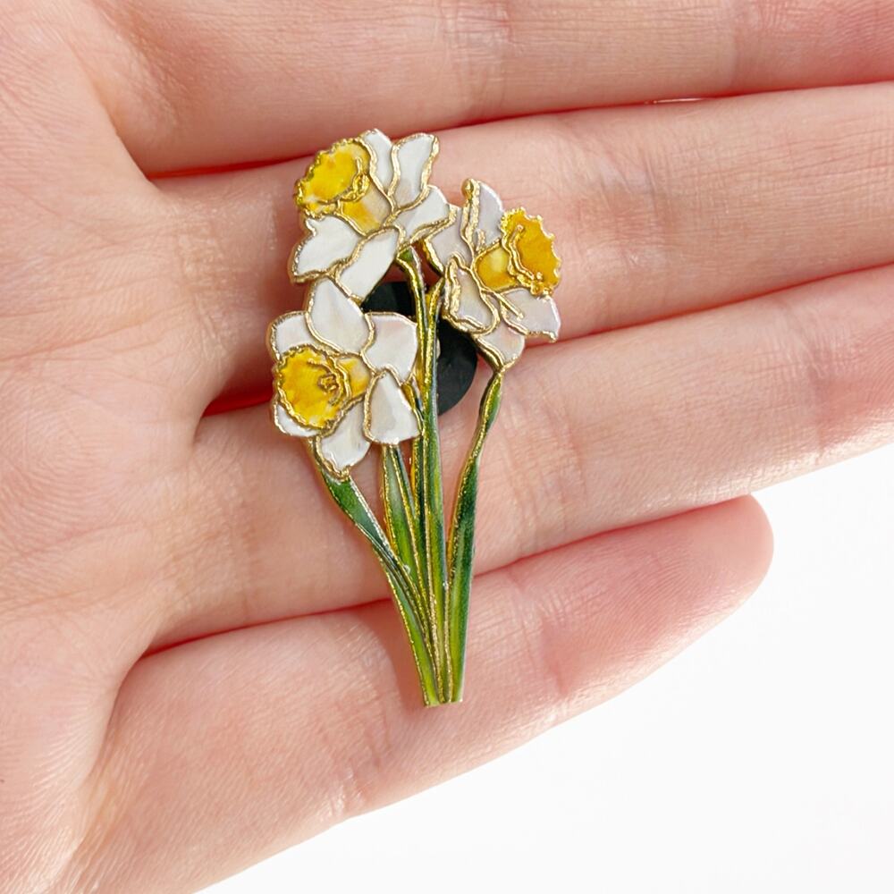 Daffodil Flower Enamel Pin Floral Botanical Cottagecore Spring